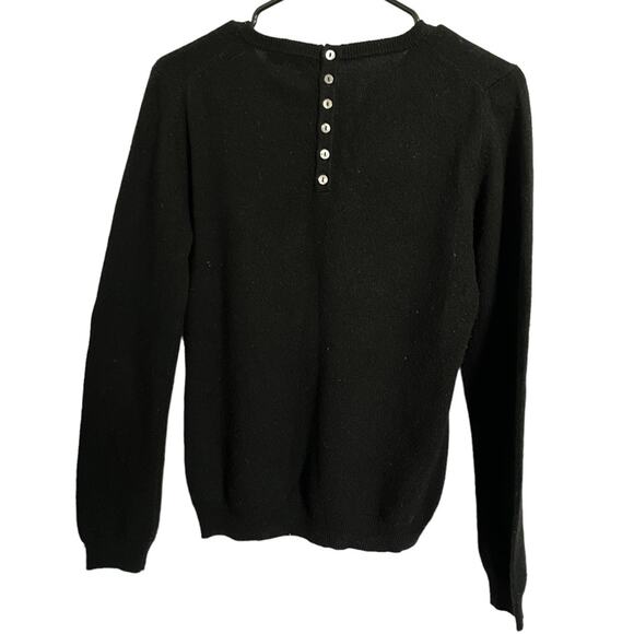 Brodie Fine 100% Cashmere Crewneck Button Back Black Sweater Size Small - Picture 9 of 9